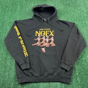 NOFX Punk In Drublic Hoodie Men's Black L Fleece Cotton Blend Pullover Licensed